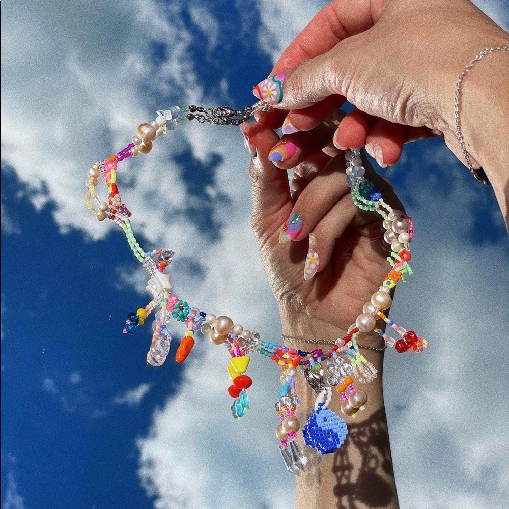 One of a kind Maximalist Y2K beaded charm necklace
